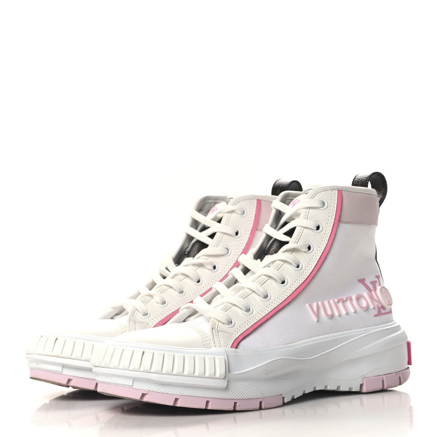 Louis Vuitton Canvas Monogram LV Squad Sneaker Boots 39 White Pink 4 of 8