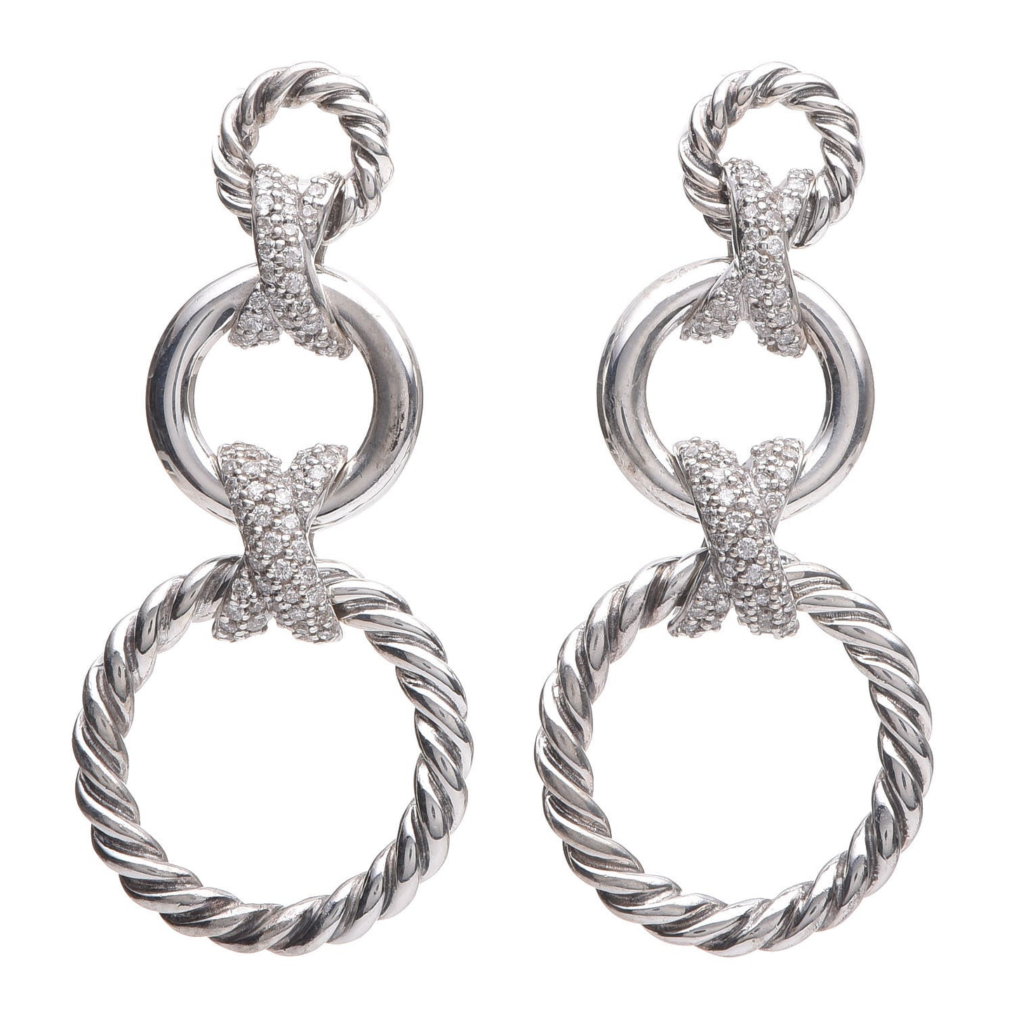 Sterling Silver Diamond X Triple Drop Earrings