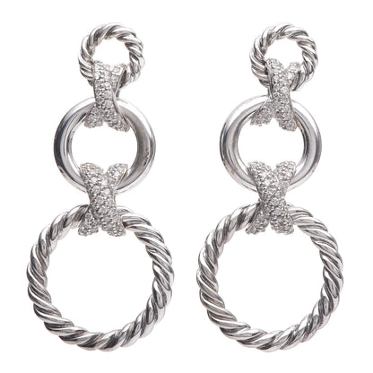 David Yurman Sterling Silver Diamond X Triple Drop Earrings 1 of 4