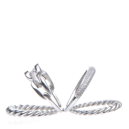 David Yurman Sterling Silver Diamond Wellesley Link 4 Row Ring 50.6 5.5 5 of 7