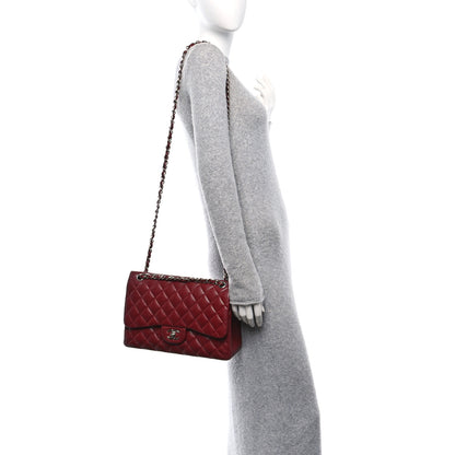 Chanel Caviar Quilted Jumbo Double Flap Burgundy 2 of 10