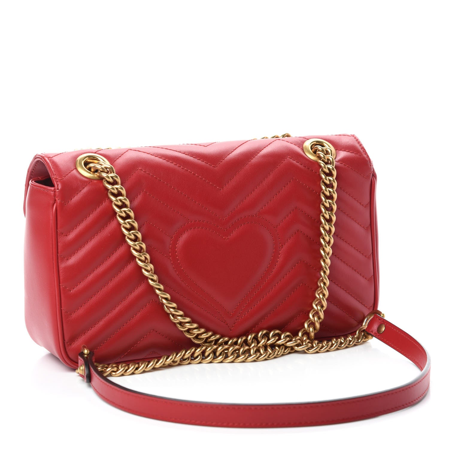 Gucci Calfskin Matelasse Small GG Marmont Shoulder Bag Hibiscus Red 3 of 10