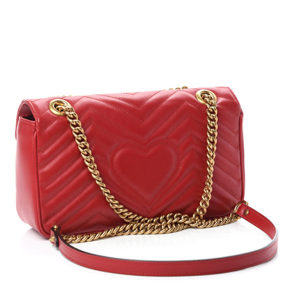 Gucci Calfskin Matelasse Small GG Marmont Shoulder Bag Hibiscus Red 3 of 10