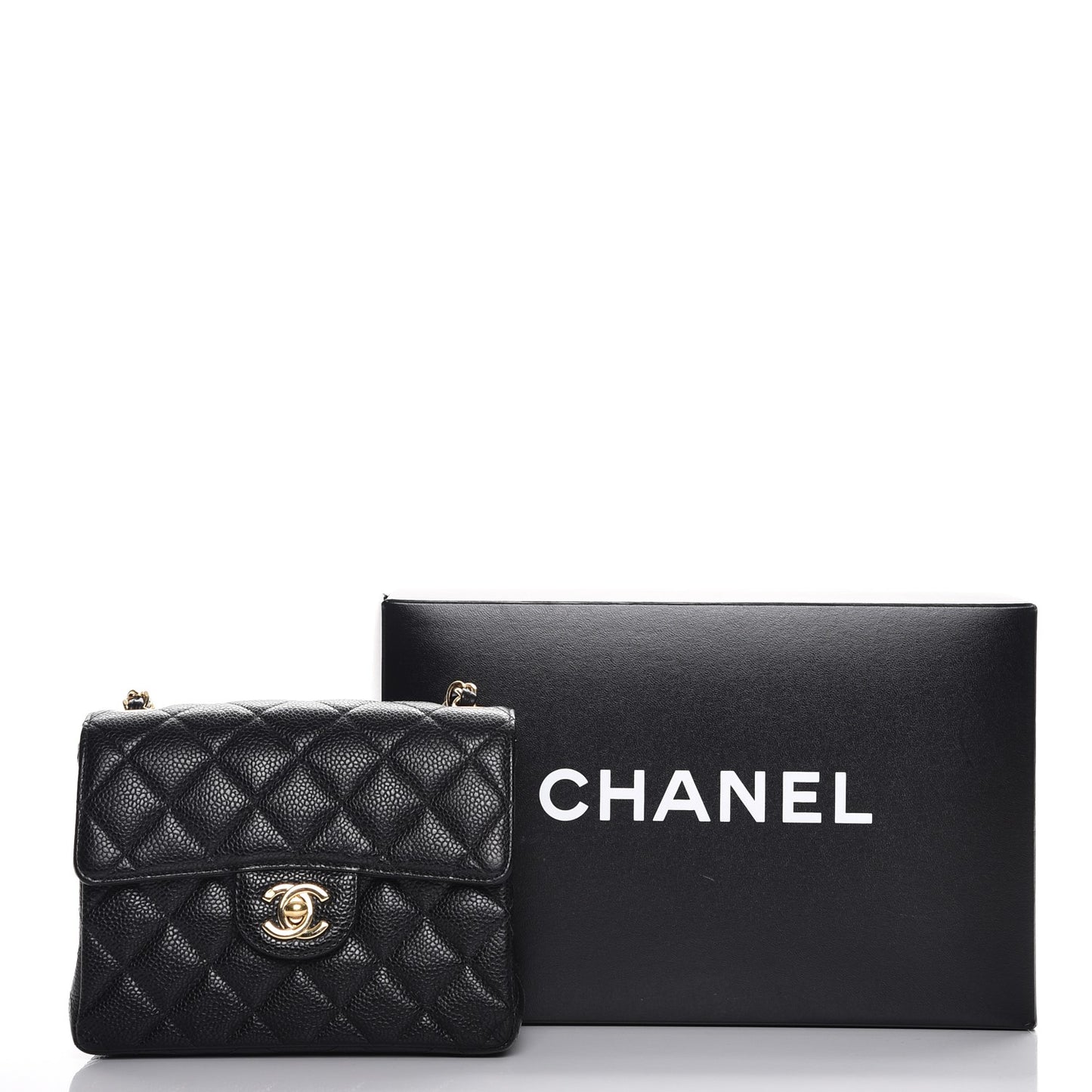 Caviar Quilted Mini Square Flap Black