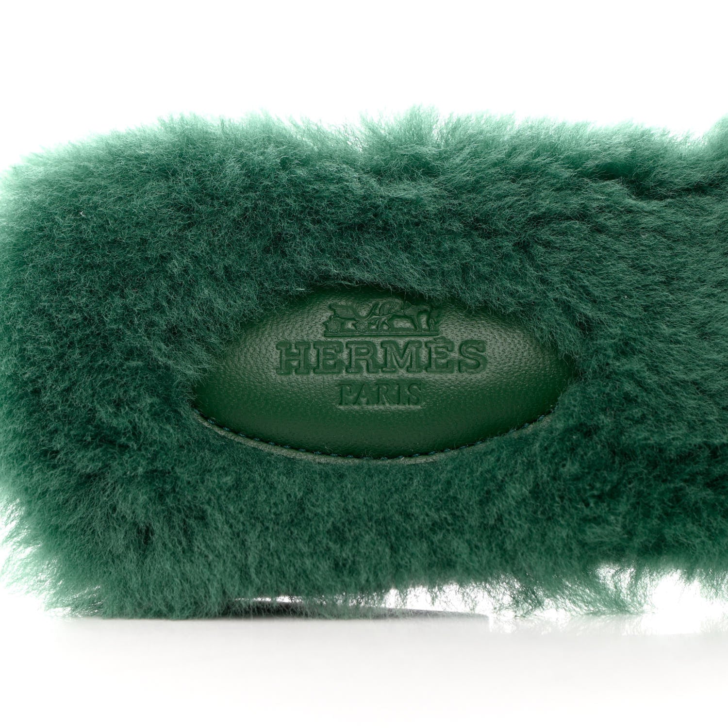 Hermes Woolskin Oran Sandals 38.5 Vert Anglais 6 of 8