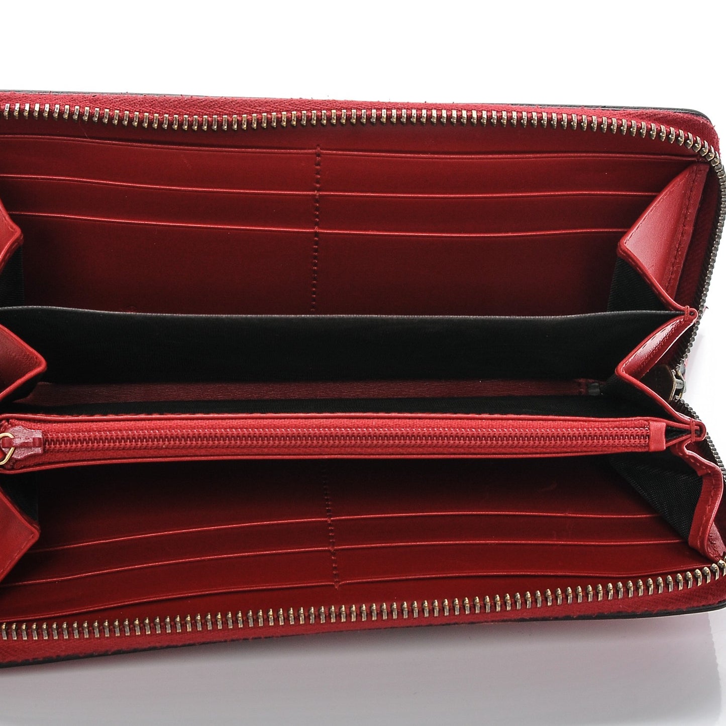 Calfskin Web Rania Zip Around Wallet Red