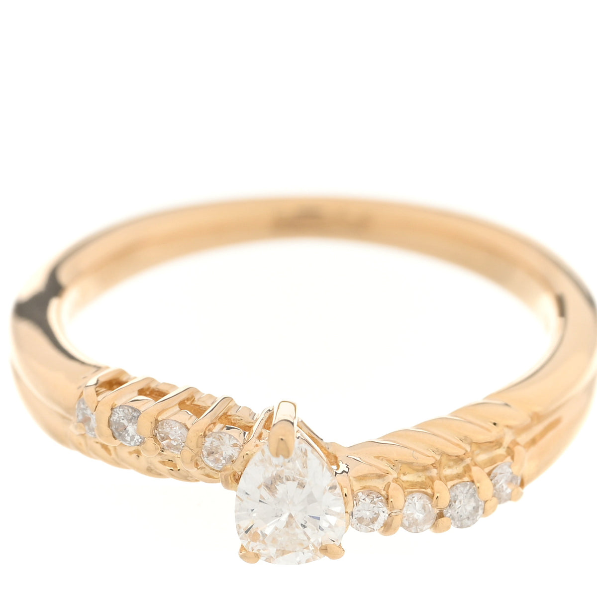 18K Yellow Gold Diamond .28ct Pear Cut Ring 52 6