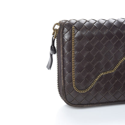 Bottega Veneta Nappa Intrecciato Zip Around Chain Wallet Ebano 18 of 20