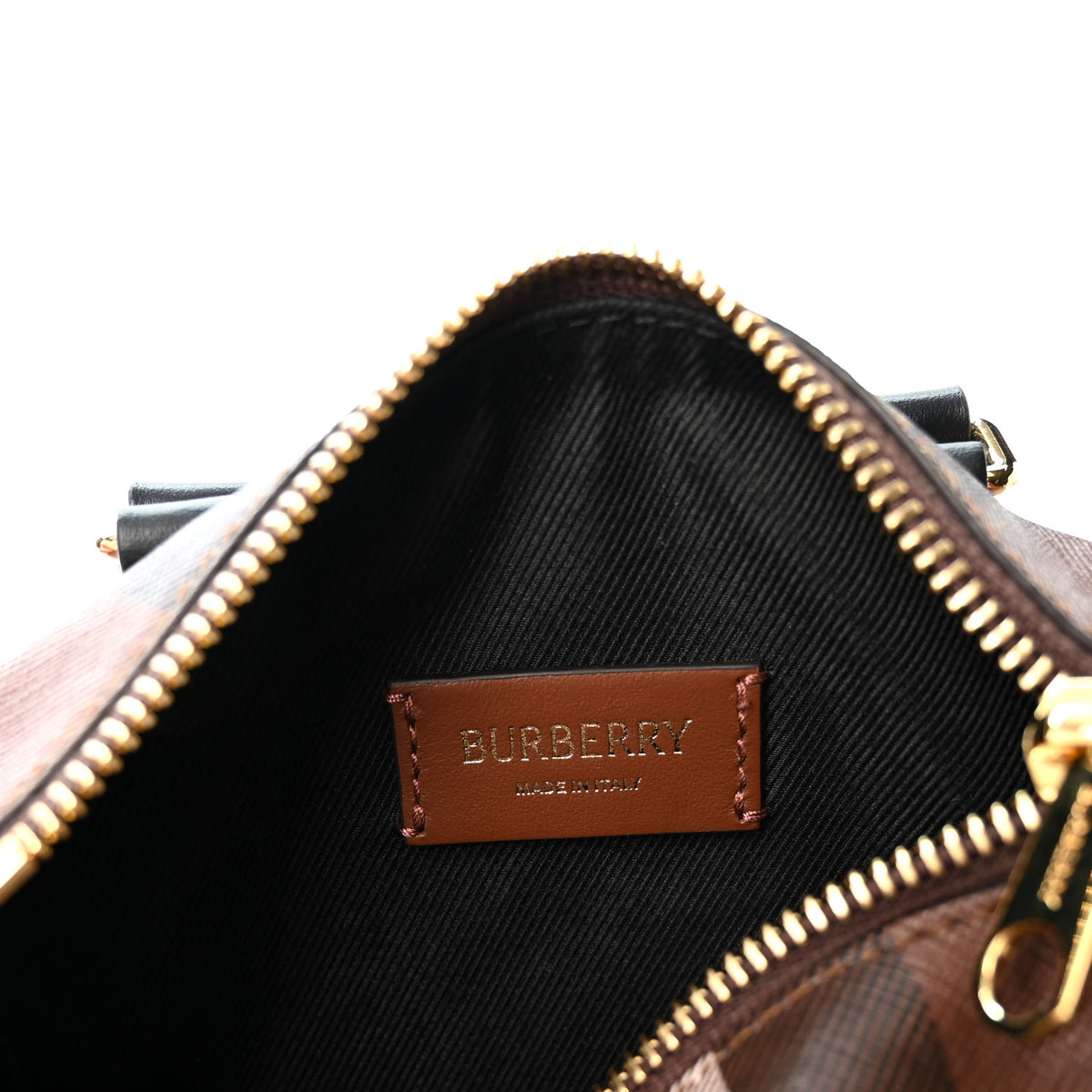 Burberry E-canvas Check Mini Bowling Bag Dark Birch Brown 6 of 10