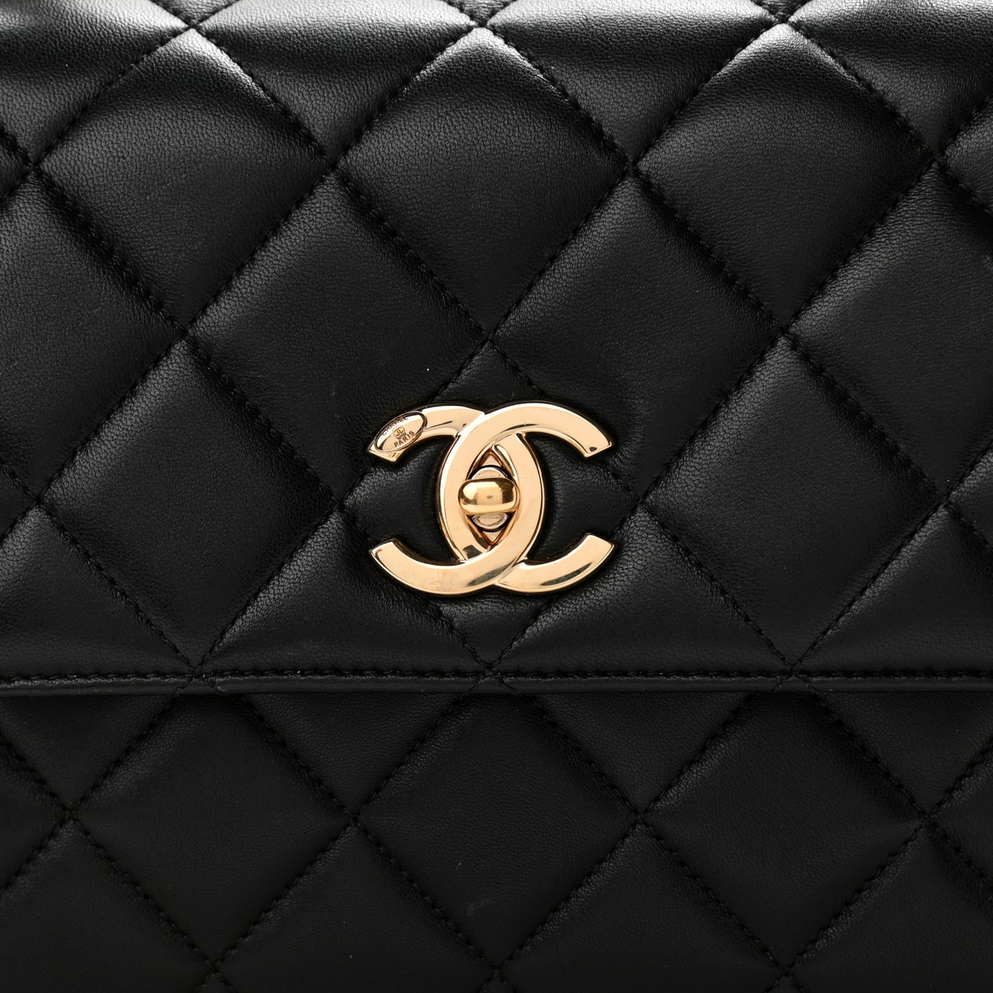 Lambskin Quilted Medium Trendy CC Flap Dual Handle Bag Black