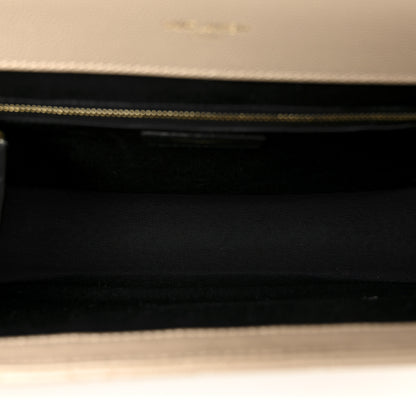 Saint Laurent Grain De Poudre Mixed Matelasse Large Triquilt Monogram Satchel Dark Beige 5 of 13