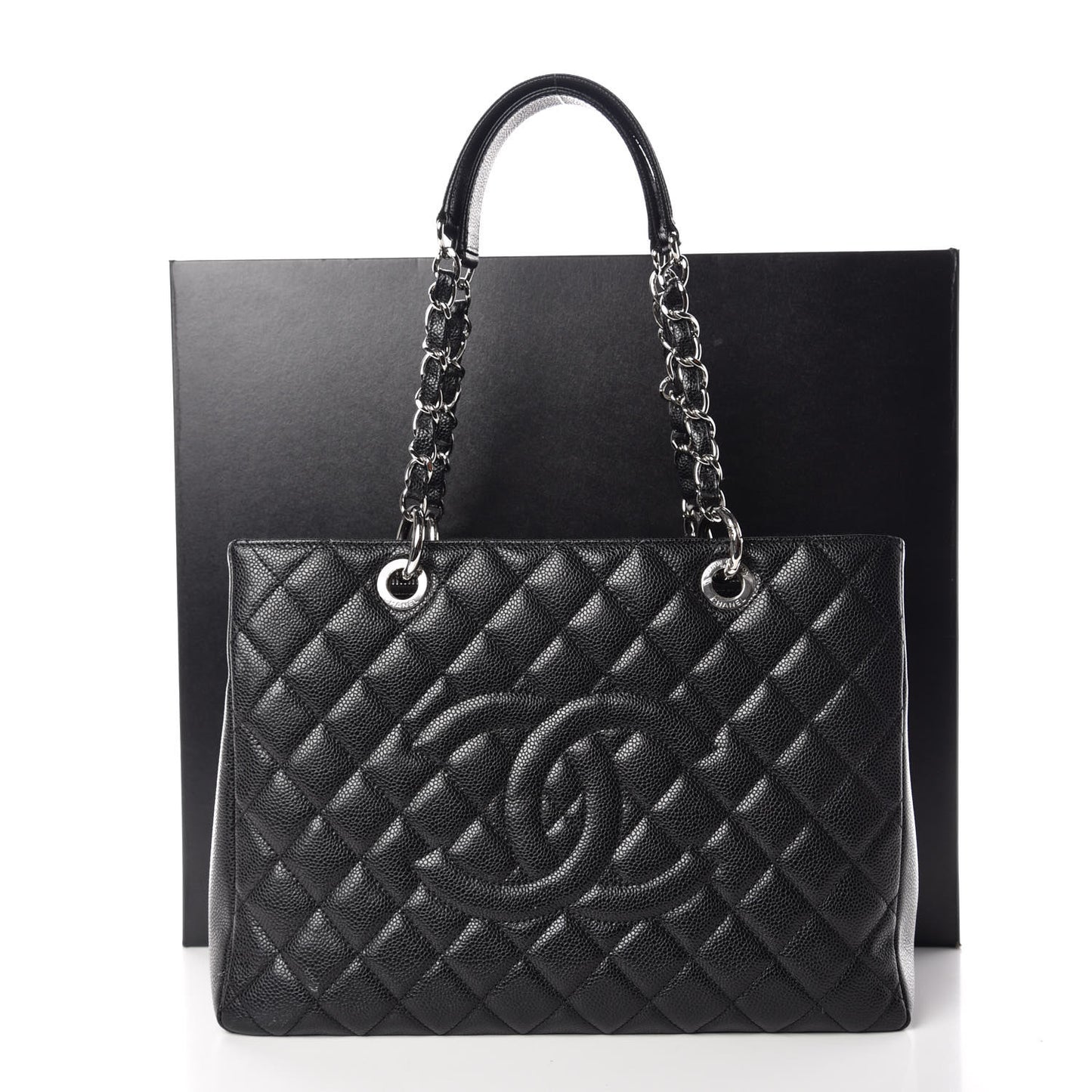 Caviar Quilted Grand Shopping Tote GST Black