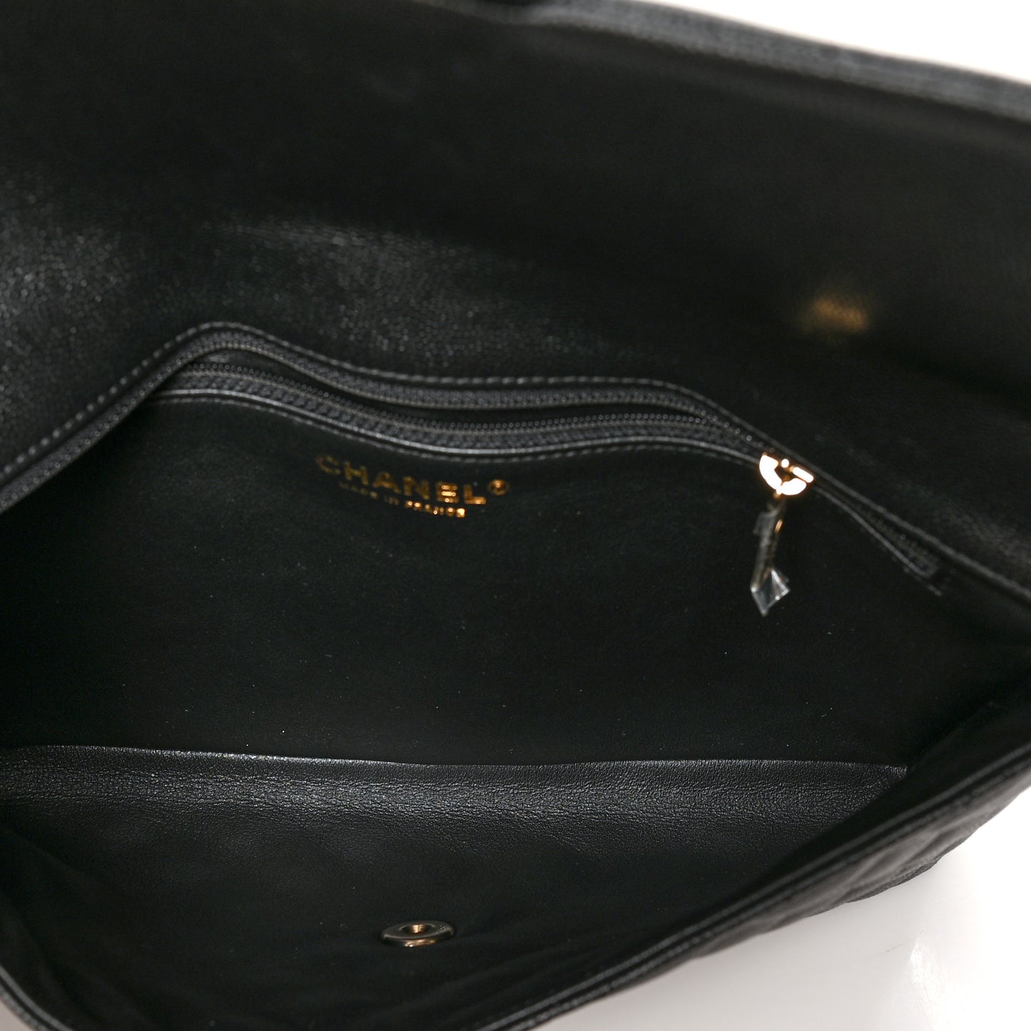 Caviar Quilted Flap Clutch Black
