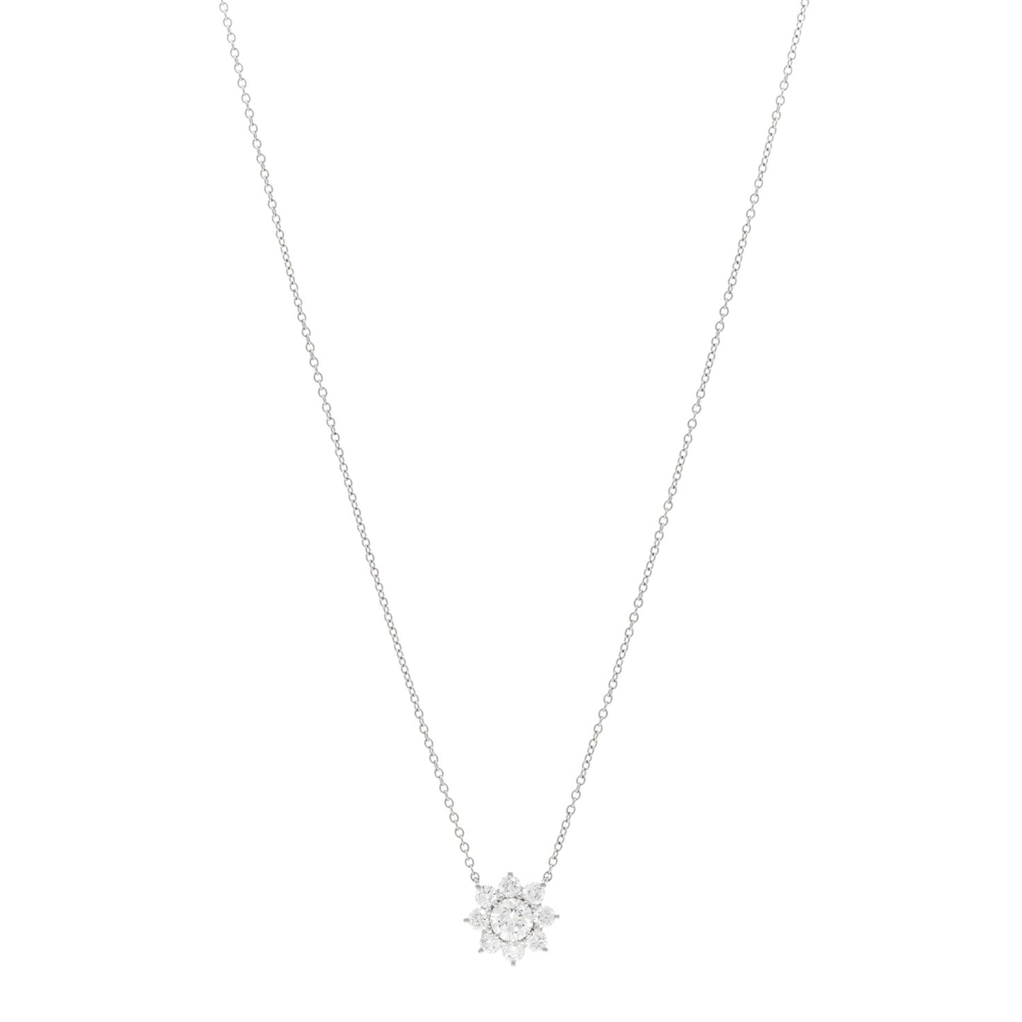 Platinum Diamond Petite Sunflower Pendant Necklace