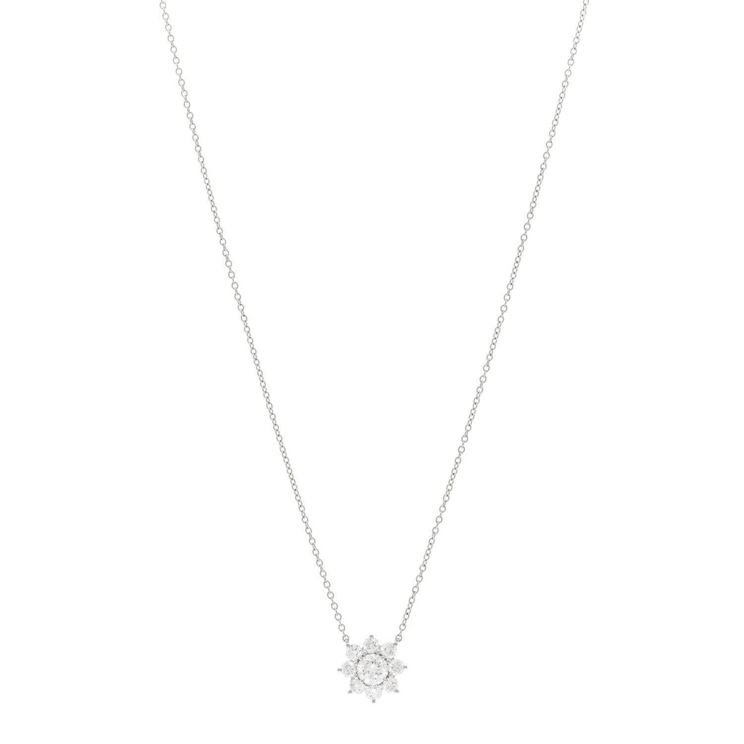 Harry Winston Platinum Diamond Petite Sunflower Pendant Necklace 1 of 5