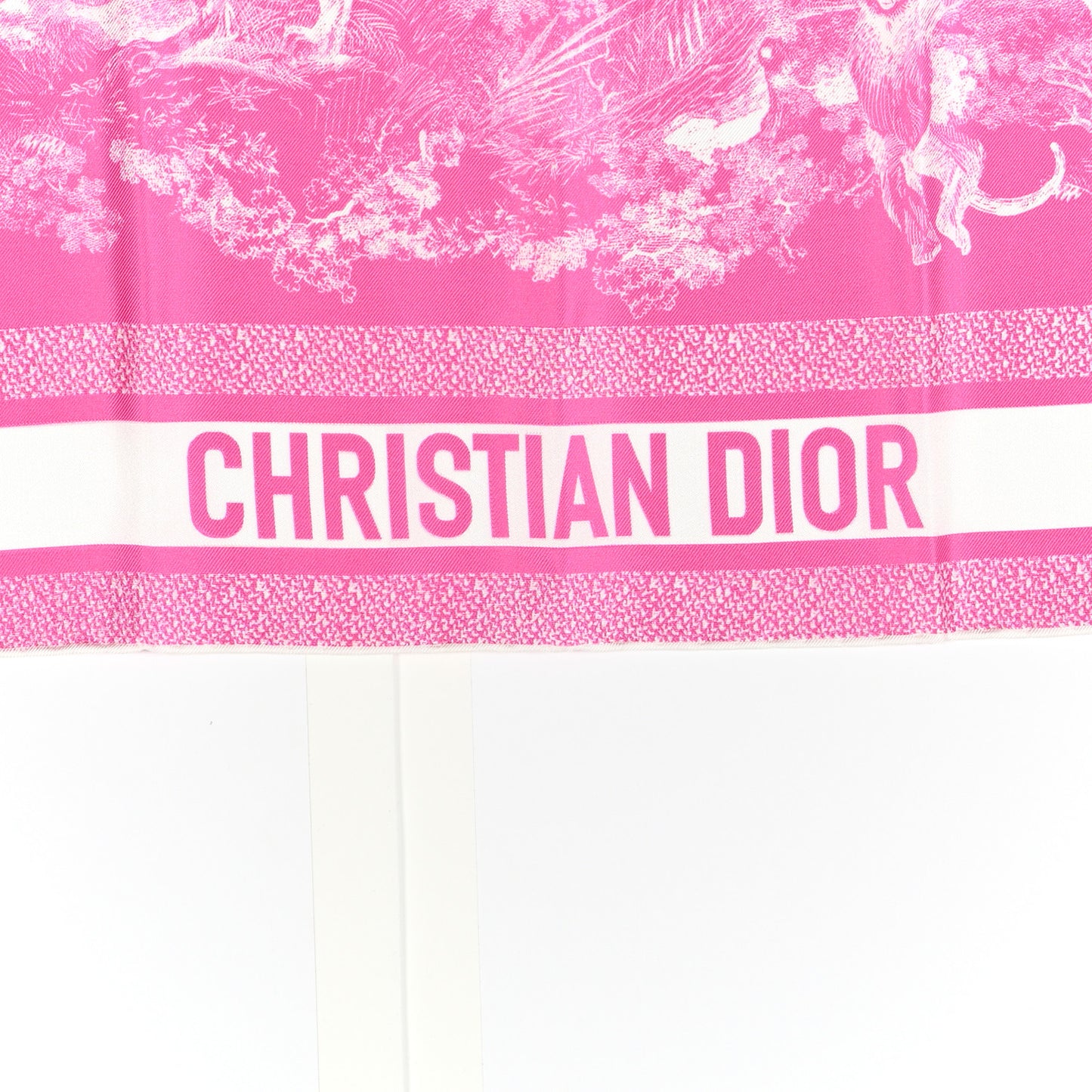 Silk Toile De Jouy Sauvage Square Scarf Fluorescent Pink