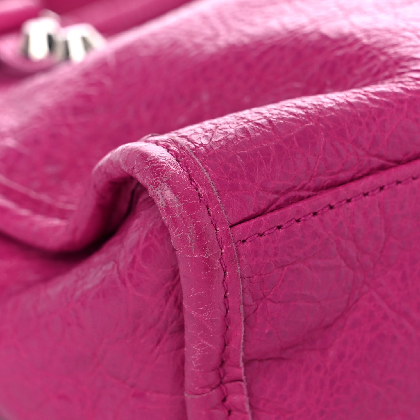 Agneau Classic Silver Hardware Mini City Rose Magenta