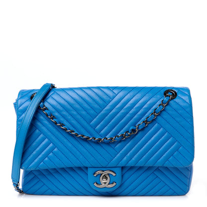 Chanel Lambskin Large CC Crossing Flap Blue 1 of 11