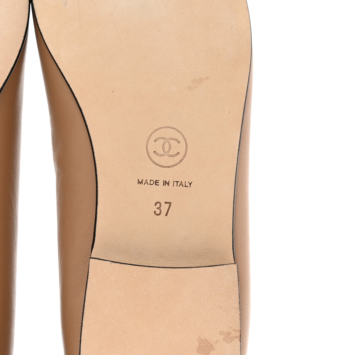 Chanel Lambskin Cap Toe CC Ballerina Flats 37 Dark Beige Black 6 of 9