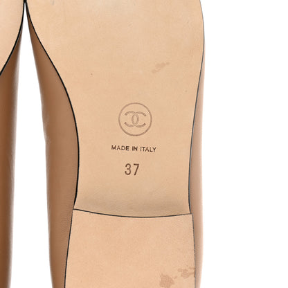 Chanel Lambskin Cap Toe CC Ballerina Flats 37 Dark Beige Black 6 of 9