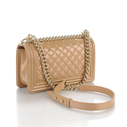Chanel Iridescent Glazed Calfskin Quilted New Medium Boy Flap Dark Beige 3 of 7