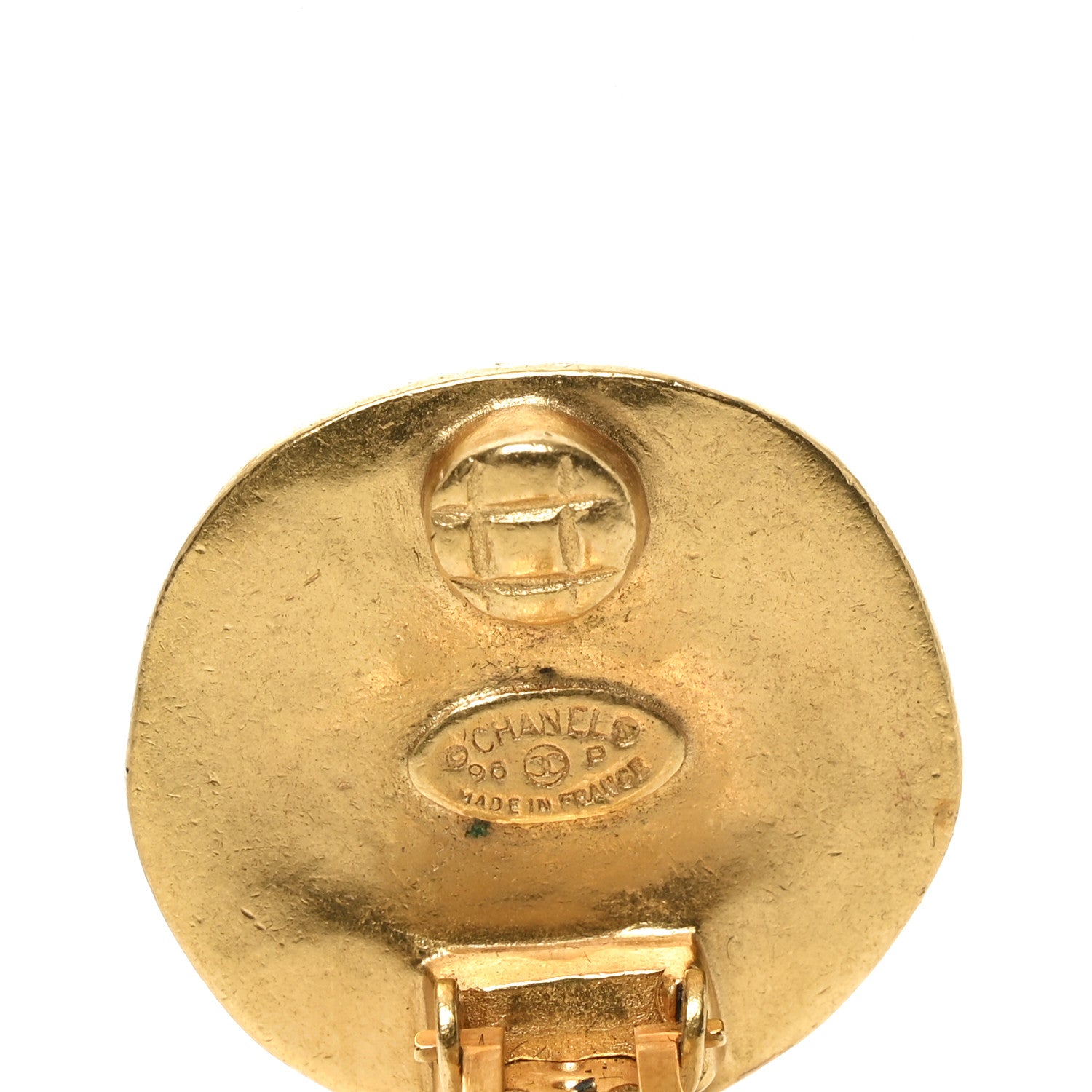 Chanel CC Button Clip On Earrings Gold 4 of 4
