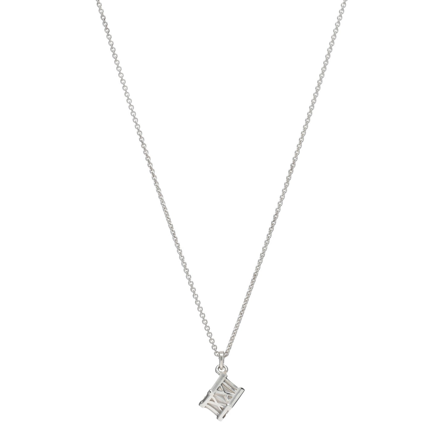 Sterling Silver Atlas Cube Pendant Necklace
