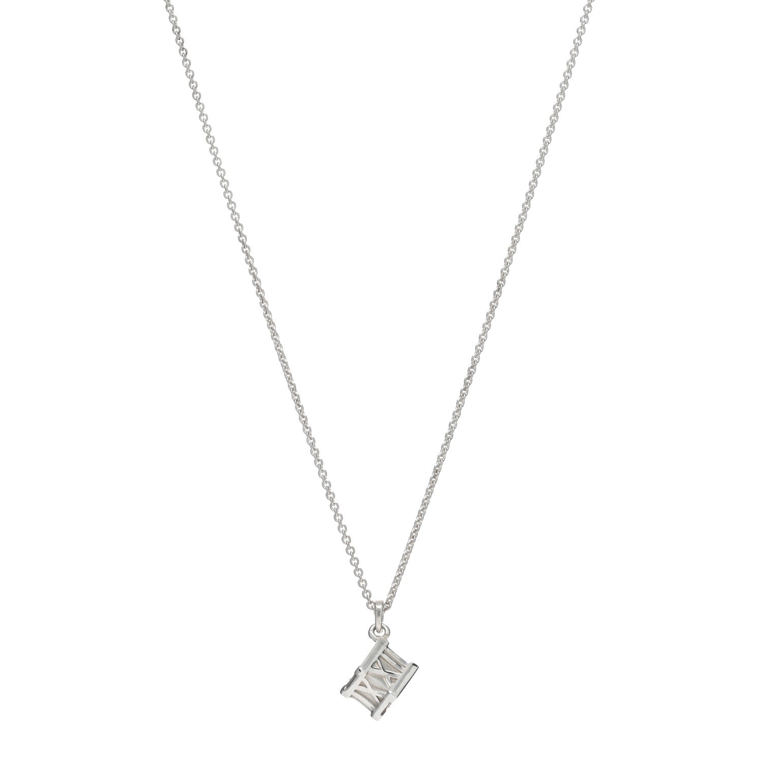Tiffany Sterling Silver Atlas Cube Pendant Necklace 1 of 4
