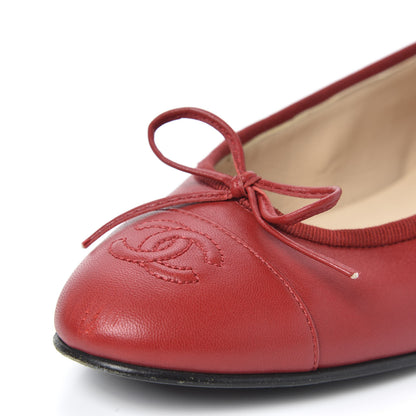 Chanel Lambskin Cap Toe Ballerina Flats 36 Red 12 of 12