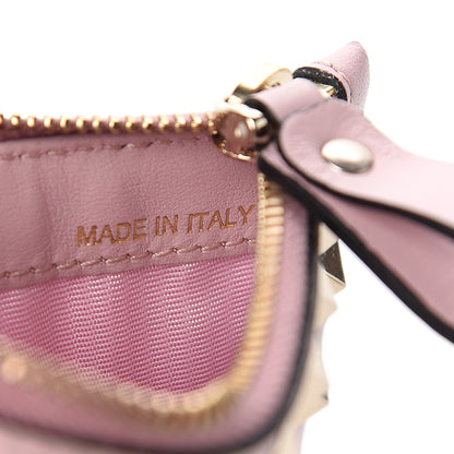 Valentino Garavani Calfskin Rockstud Coin Case Card Holder Water Rose 6 of 8