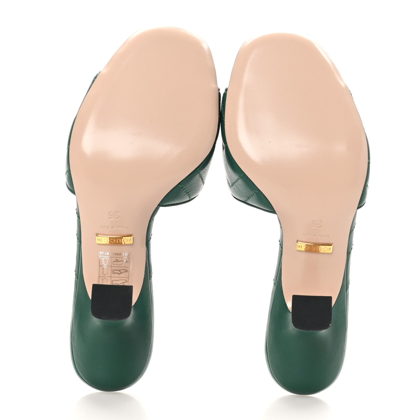 Nappa Matelasse GG Marmont 75mm Slide Sandals 35 Emerald