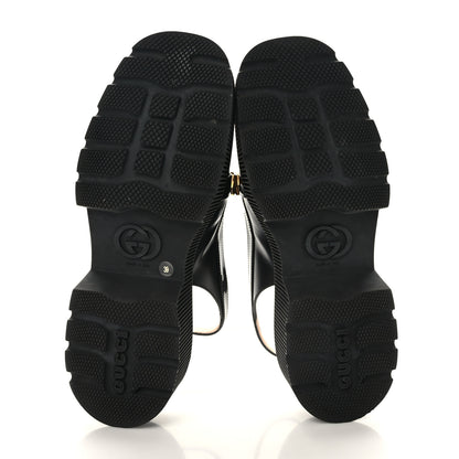 Gucci Calfskin Hundler Chain Slingback Slippers 39 Black 5 of 8