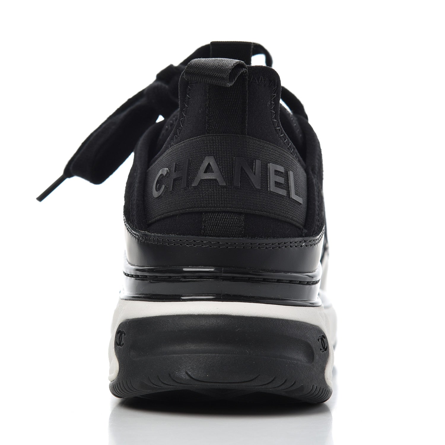 Chanel Velvet Calfskin Mixed Fibers CC Sneakers 37 Black 12 of 13