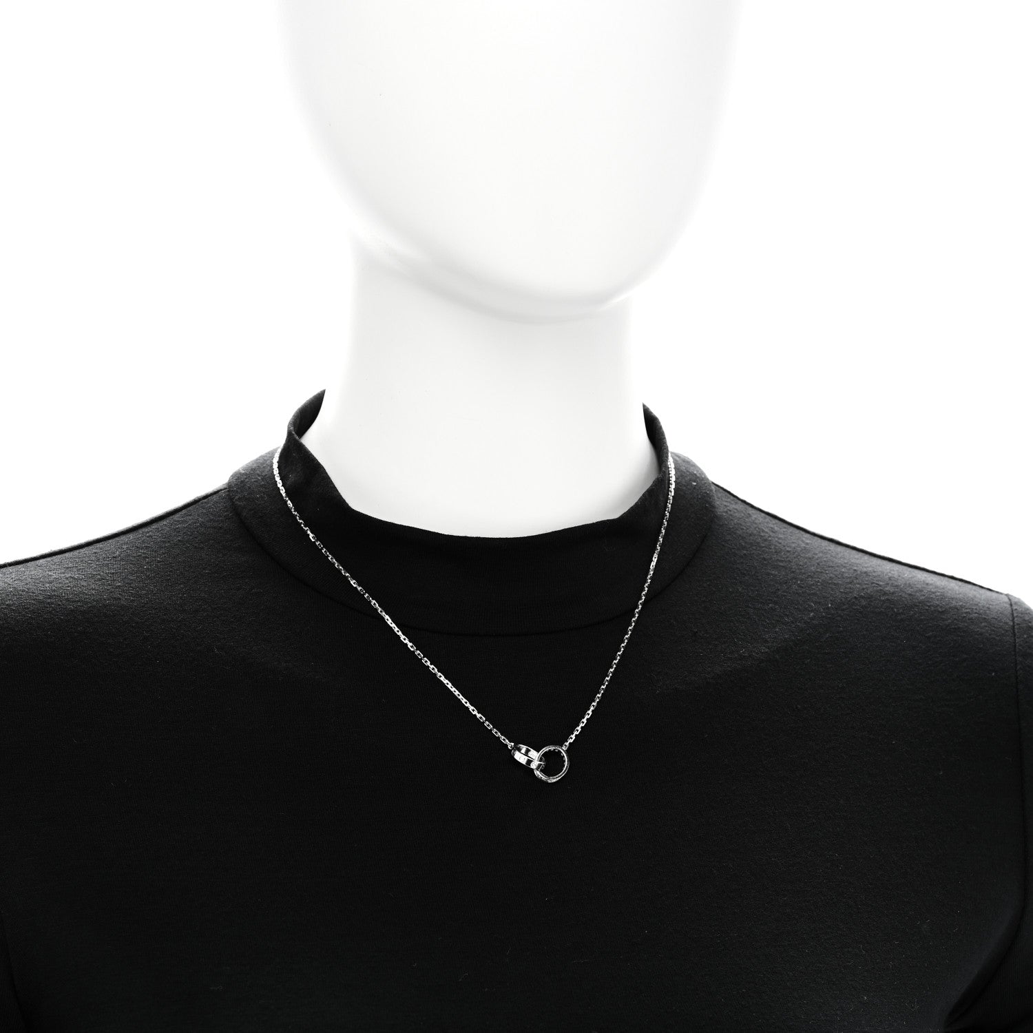 Cartier 18K White Gold Diamond Interlocking LOVE Necklace 1790093