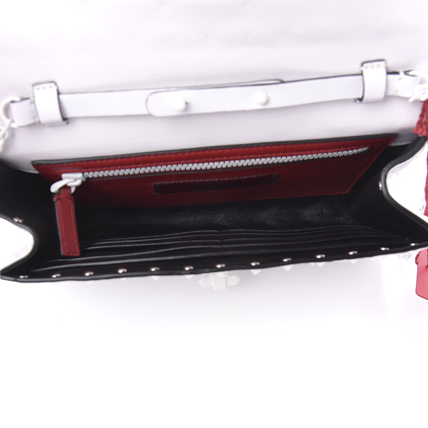 Valentino Garavani Lambskin Free Rockstud Spike Wallet on Chain Optic White 5 of 11