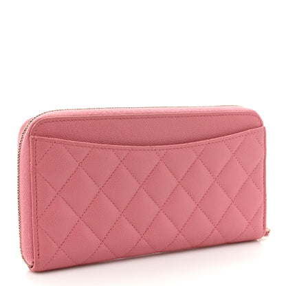 Chanel Caviar Quilted Large Gusset Zip Around Wallet Pink 3 of 19