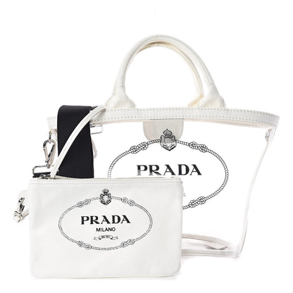 Prada Plexiglass Canapa Small Shopper Tote White 1 of 9