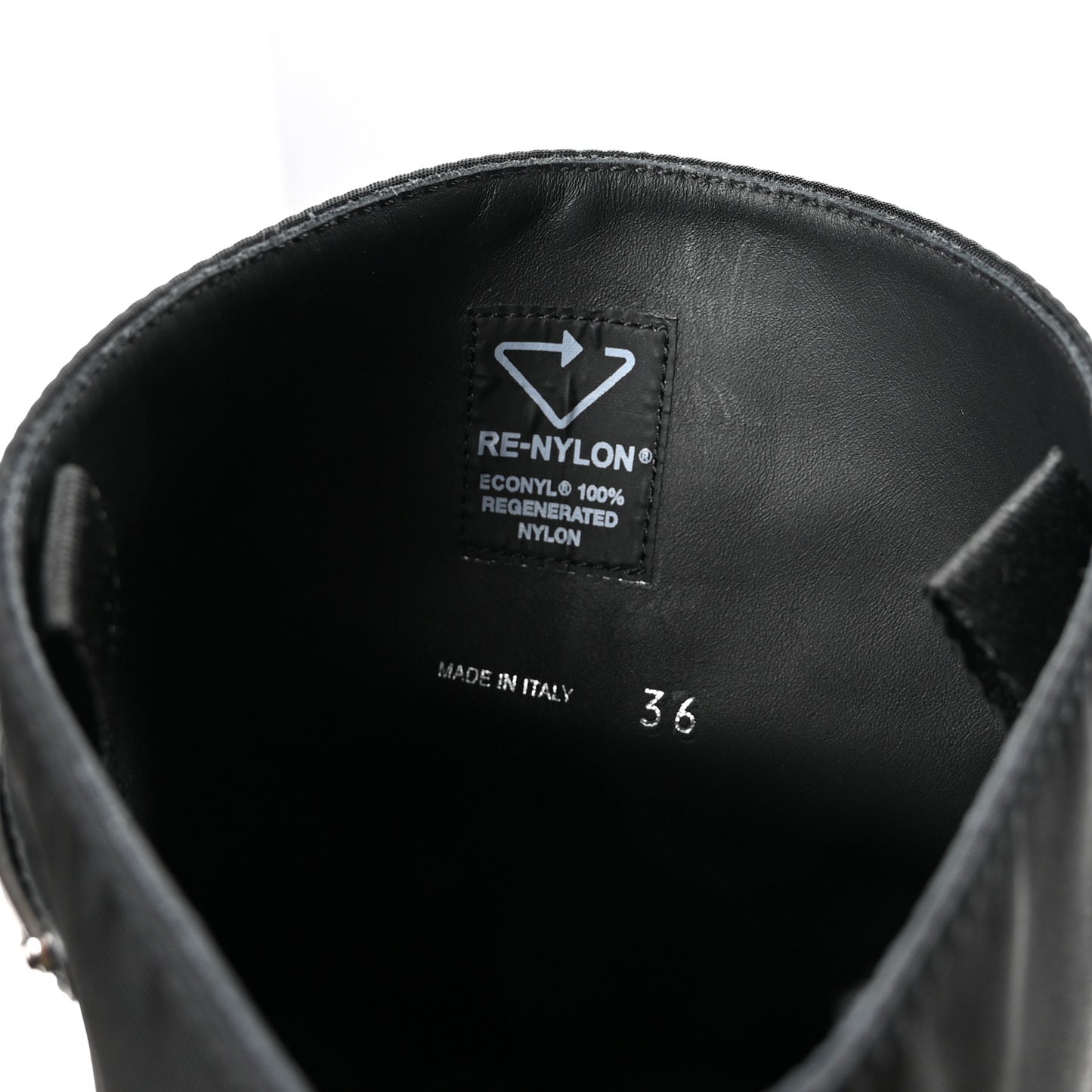 Spazzolato Re-Nylon Metal Triangle Logo 90mm Tall Boots 36 Black