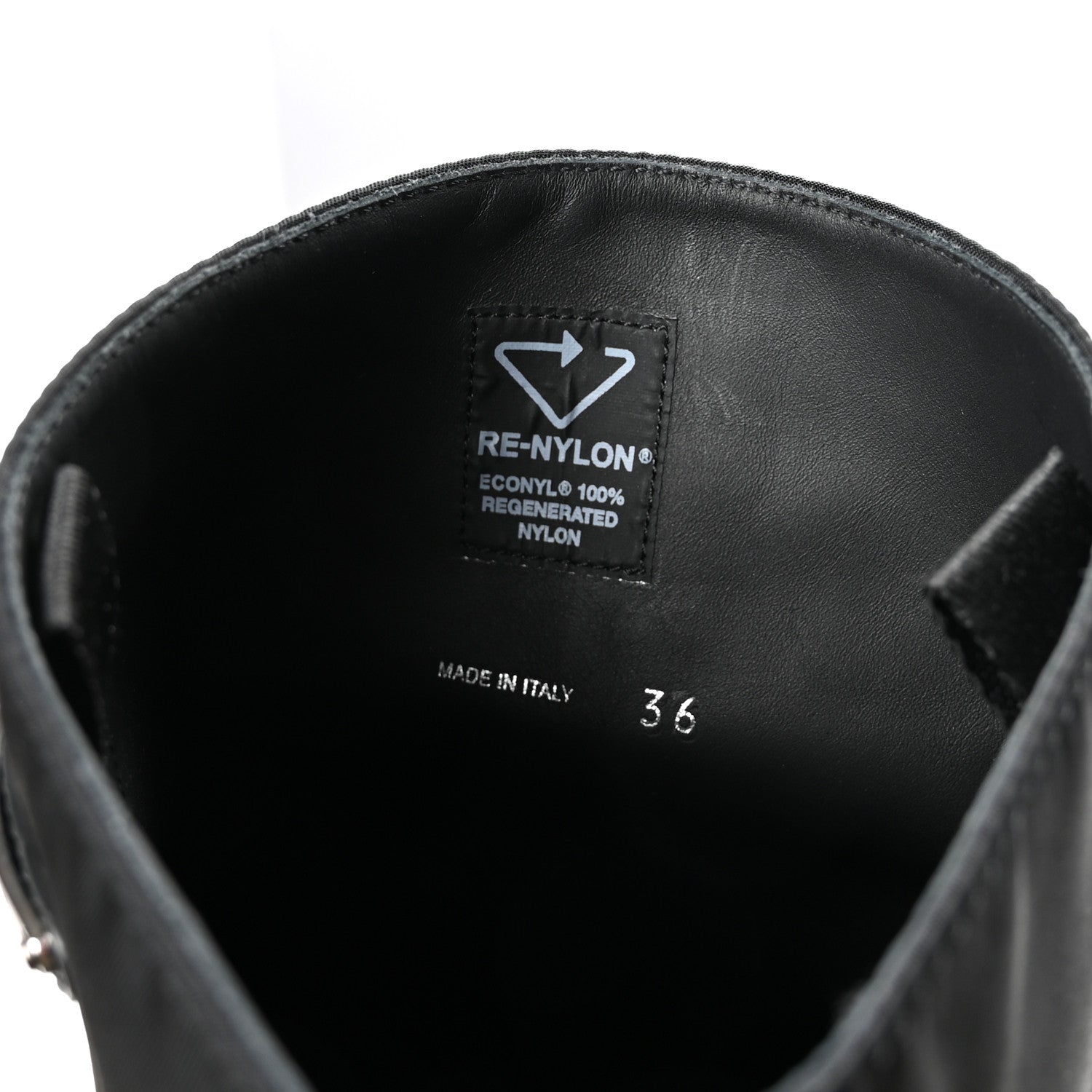Prada Spazzolato Re-Nylon Metal Triangle Logo 90mm Tall Boots 36 Black 9 of 10