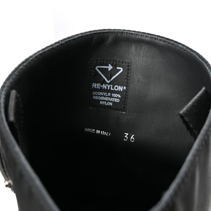Prada Spazzolato Re-Nylon Metal Triangle Logo 90mm Tall Boots 36 Black 9 of 10