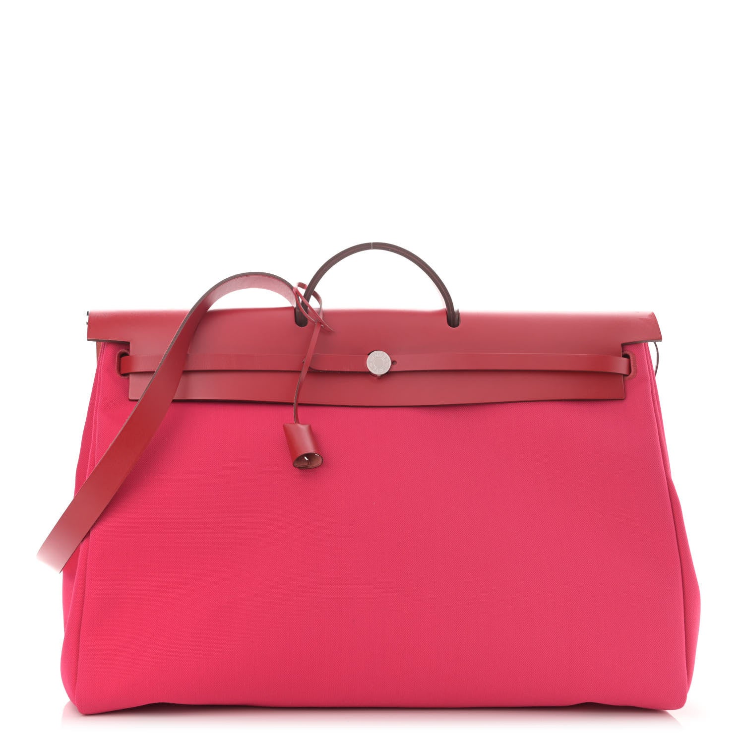 Hermes Military Toile Vache Hunter Herbag Zip Retourne Cabine Bag Rose Mexico Rouge Piment 3 of 13