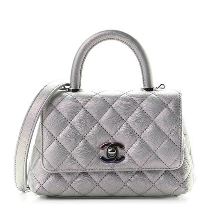 Chanel Iridescent Caviar Quilted Extra Mini Coco Handle Flap Purple 1 of 9