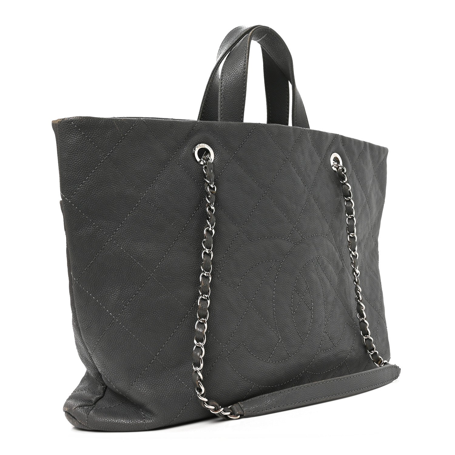 Chanel Caviar Quilted Shopping Tote Grey 3 of 10