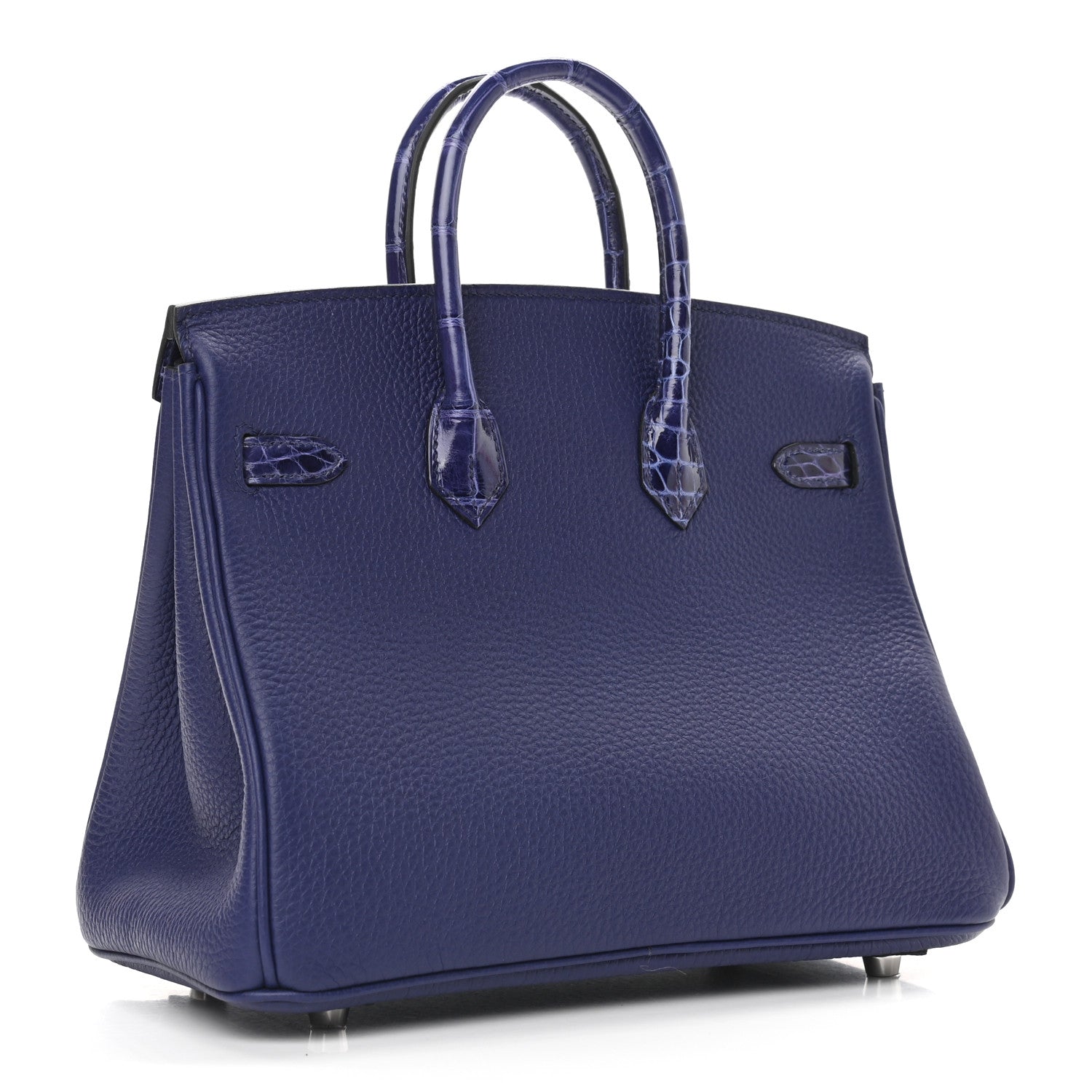Hermes Togo Shiny Niloticus Crocodile Birkin Touch 25 Bleu Encre 3 of 10