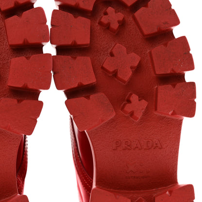 Prada Spazzolato Rois Re-Nylon Metal Triangle Logo Monolith Pouch Pocket 55mm Boots 38 Red 8 of 11