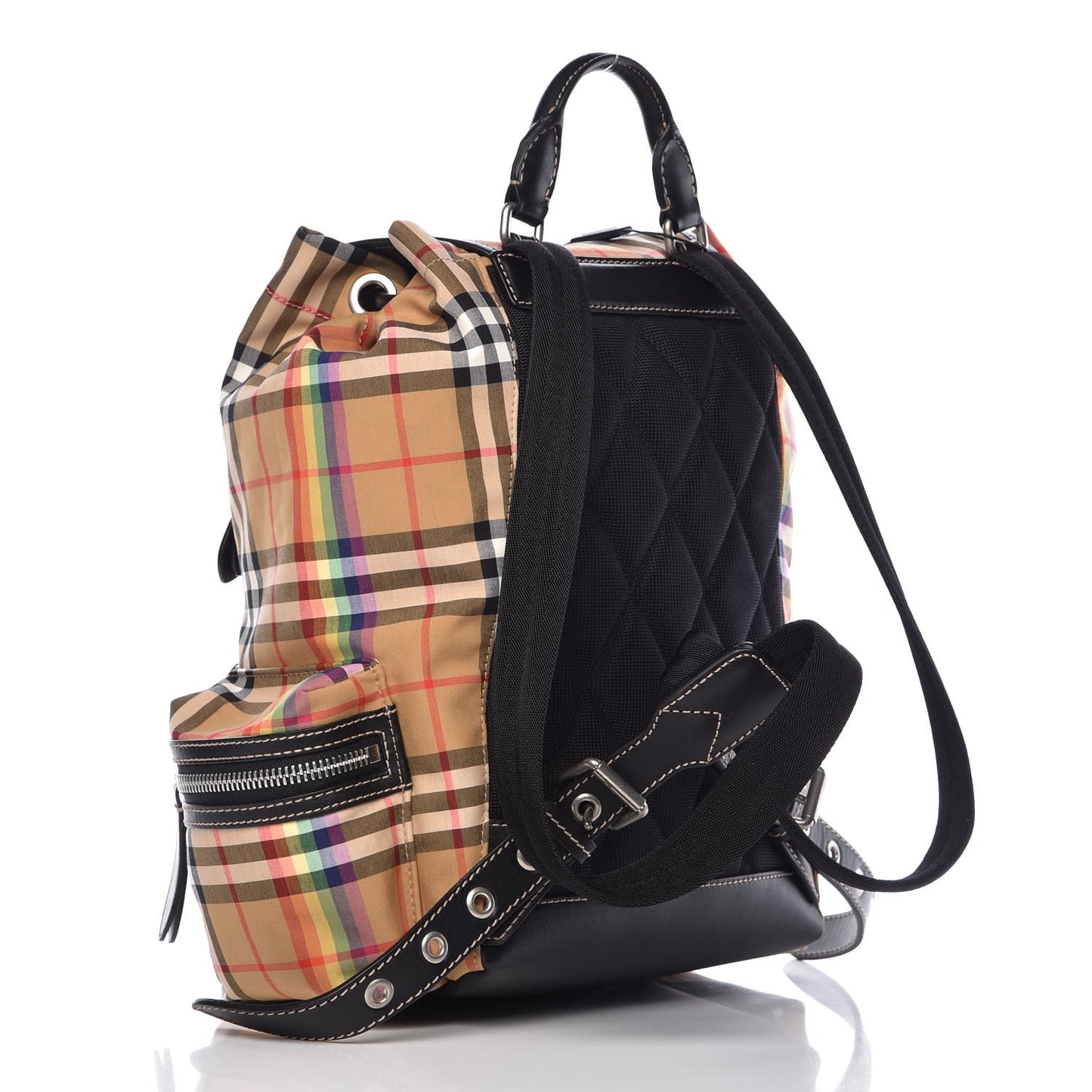 Vintage Rainbow Check Medium Rucksack Backpack Antique Yellow