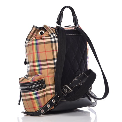 Burberry Vintage Rainbow Check Medium Rucksack Backpack Antique Yellow 3 of 7