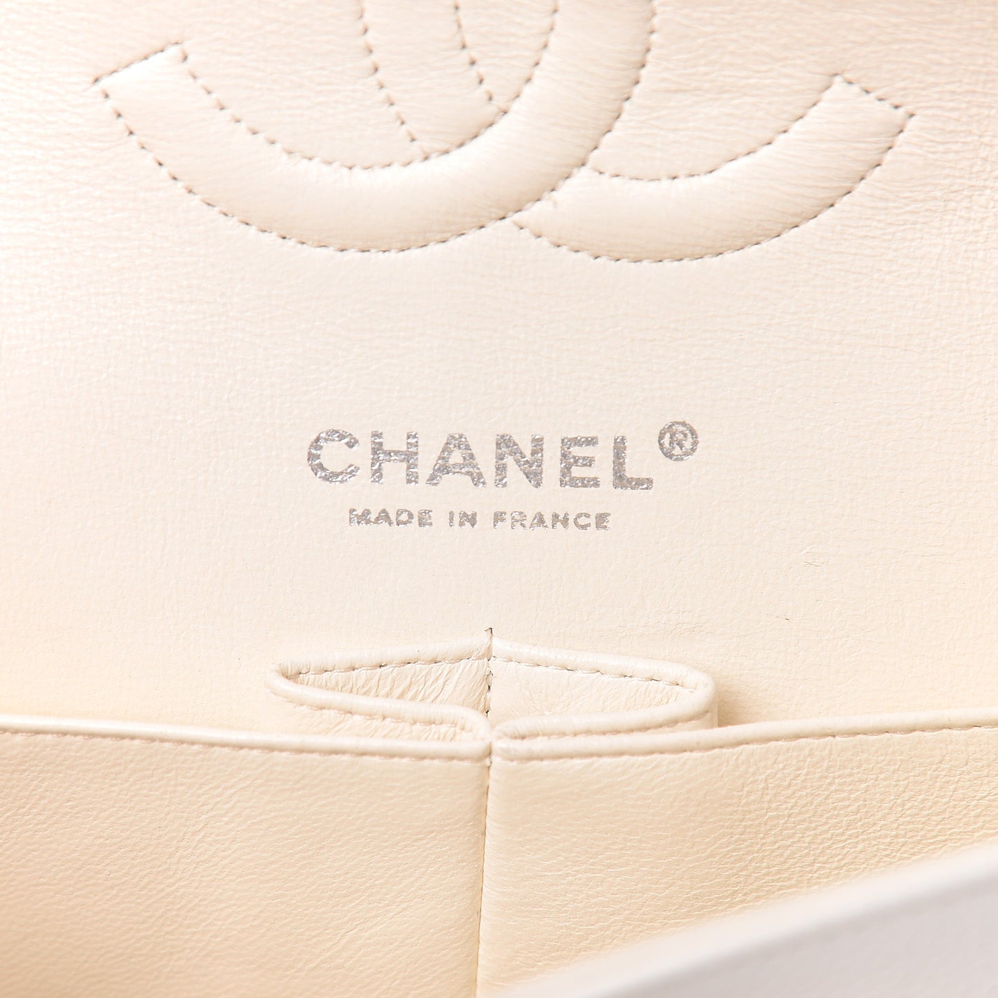 Caviar Quilted Medium Double Flap White