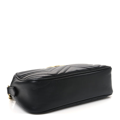 Gucci Calfskin Matelasse Small GG Marmont Chain Shoulder Bag Black 4 of 10