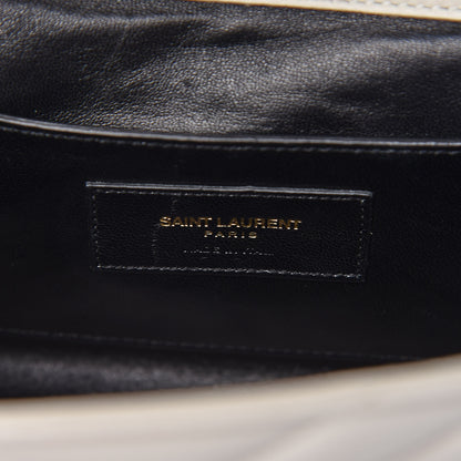 Saint Laurent Lambskin Matelasse Chevron Small Monogram Satchel Off White 6 of 12